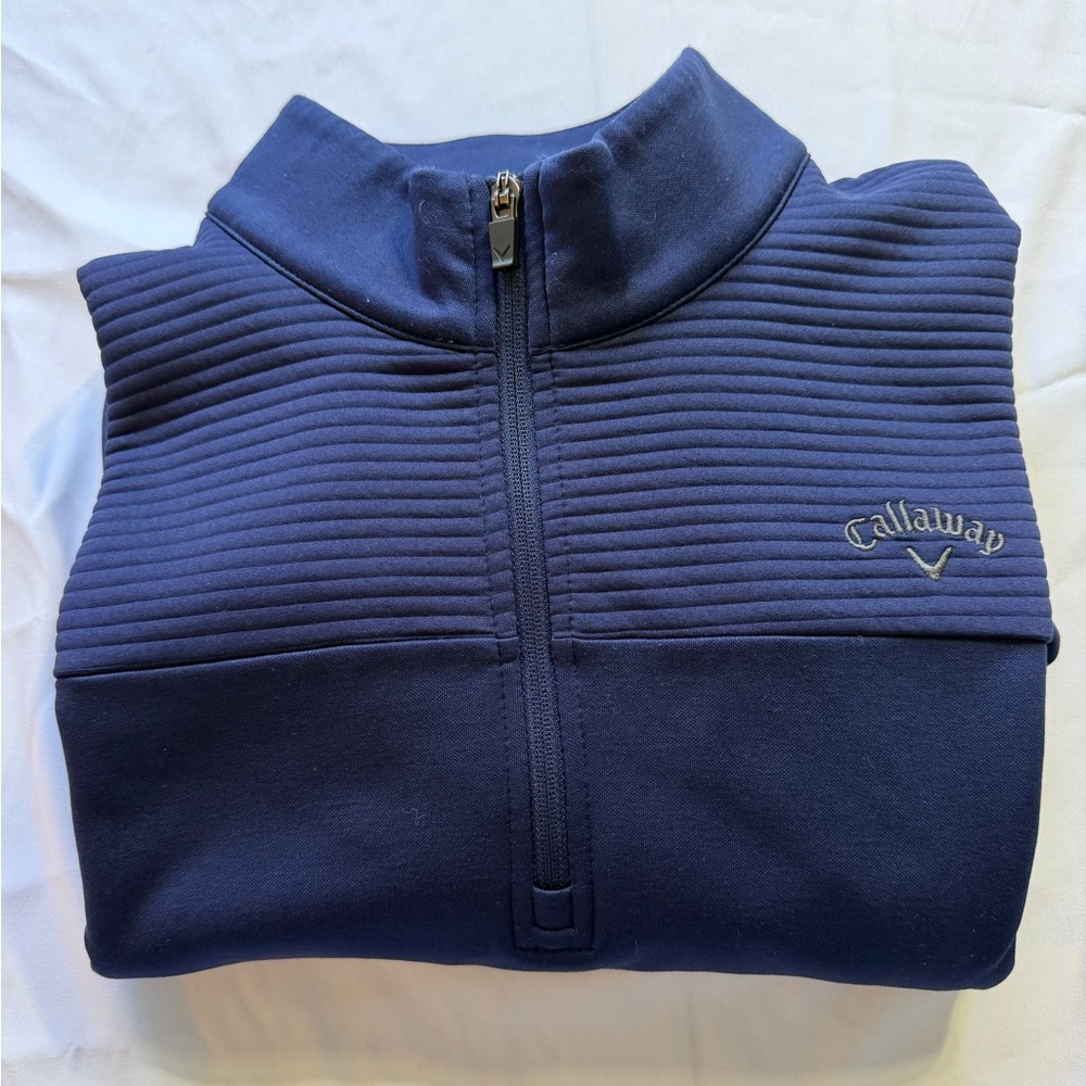 Callaway Navy Ribbed Half-Zip Golf Pullover